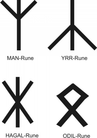 Darstellung der vier Runenzeichen im Wappen