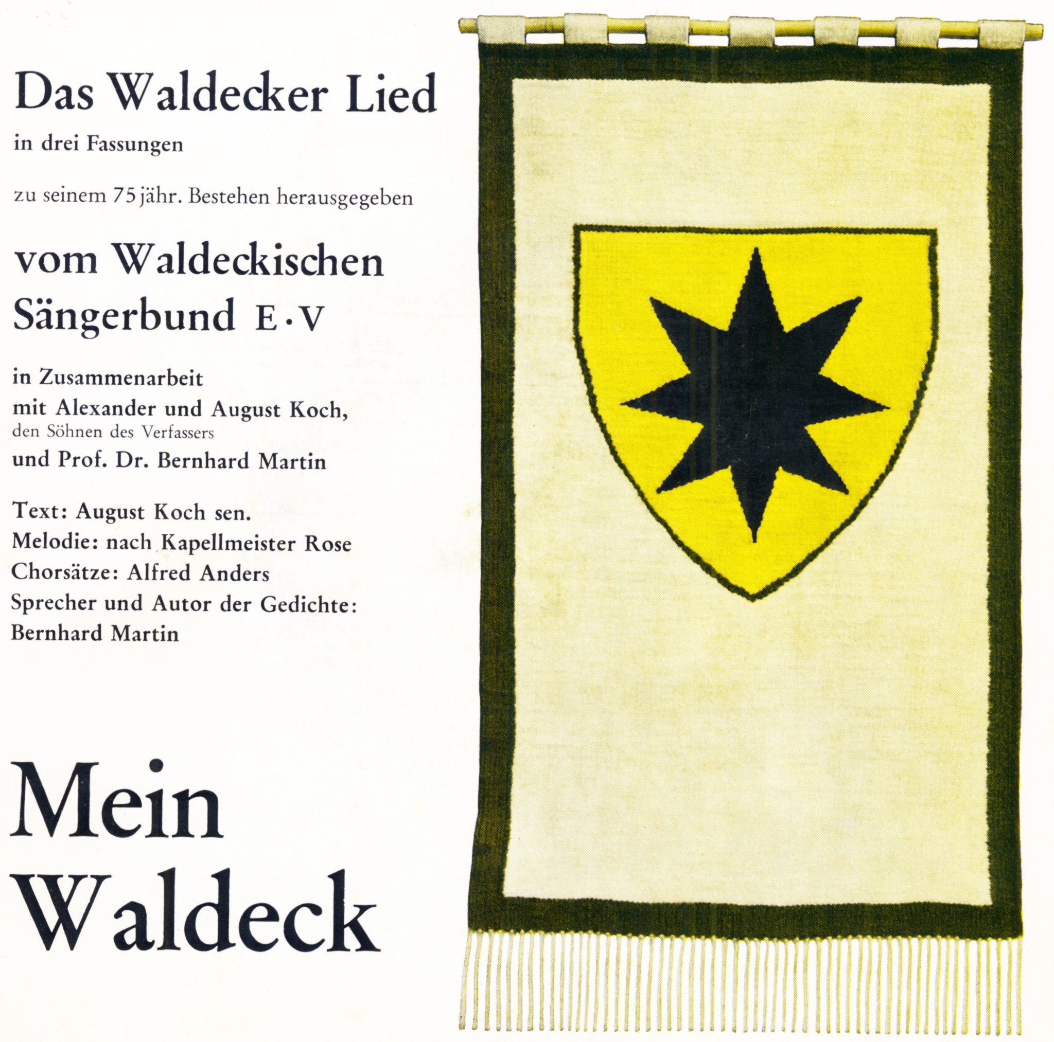 Deckblatt Das Waldecker Lied in drei Fassungen, Waldeckischer Sängerbund